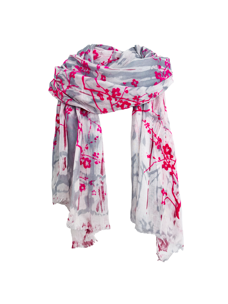 Leigh & Luca Design Dye Flowers & Trees Pink Scarf