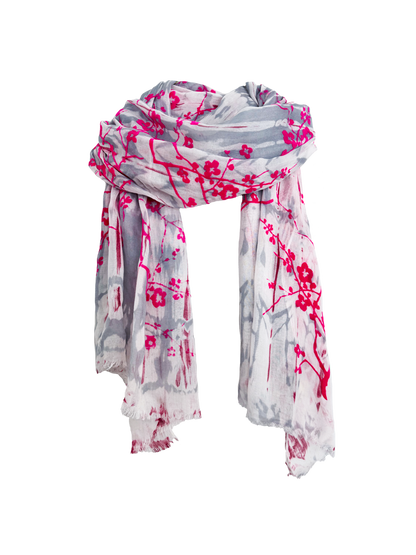 Leigh & Luca Design Dye Flowers & Trees Pink Scarf