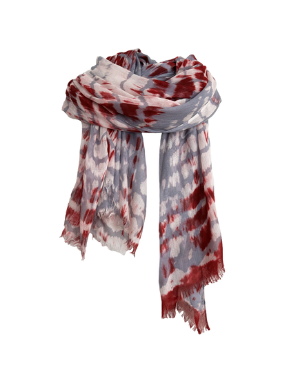 Leigh & Luca Design Dye Stripe Ruby-Grey  2 in 1 Kimono & Scarf