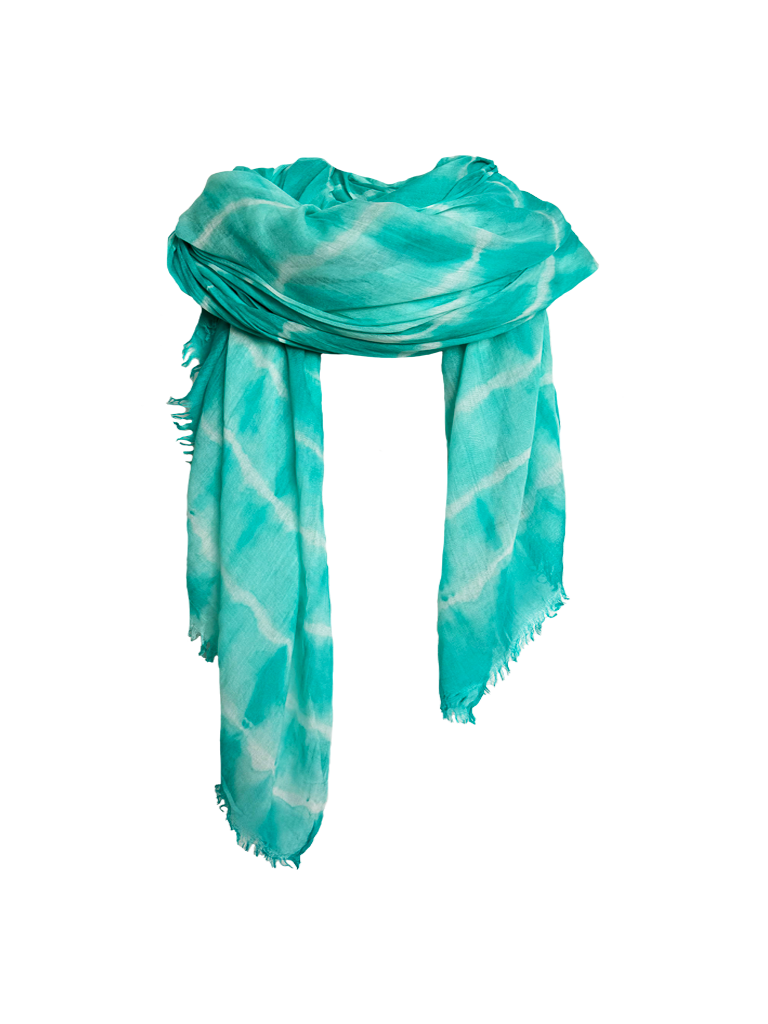 Leigh & Luca Design Dye Wavy Stripes Aqua Scarf