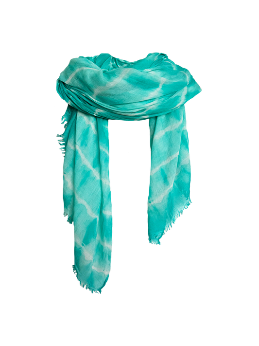 Leigh & Luca Design Dye Wavy Stripes Aqua Scarf