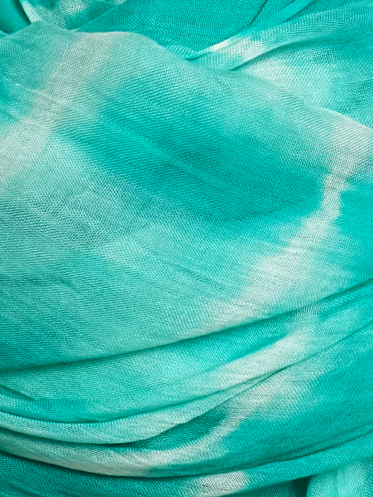 Leigh & Luca Design Dye Wavy Stripes Aqua Scarf