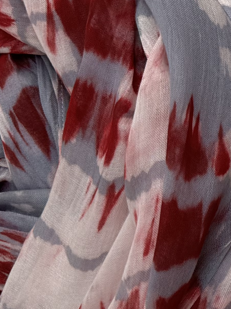 Leigh & Luca Design Dye Stripe Ruby-Grey  2 in 1 Kimono & Scarf