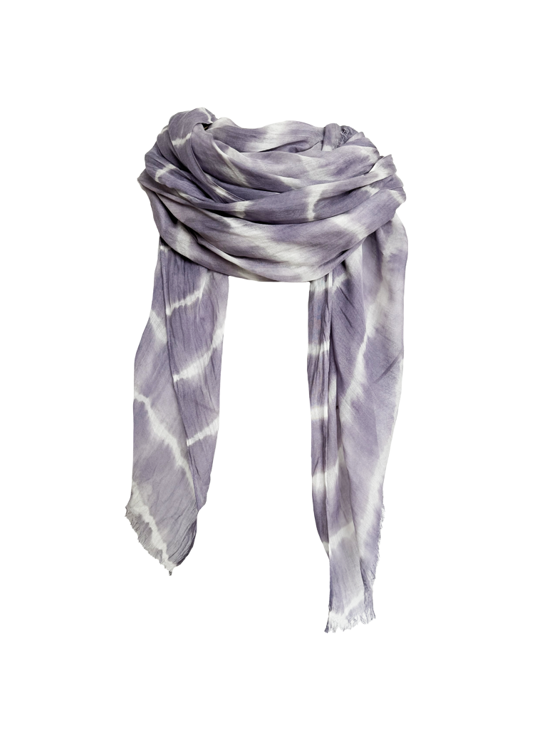 Leigh & Luca Design Dye Wavy Stripes Grey-Lilac Scarf