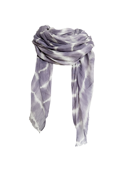 Leigh & Luca Design Dye Wavy Stripes Grey-Lilac Scarf