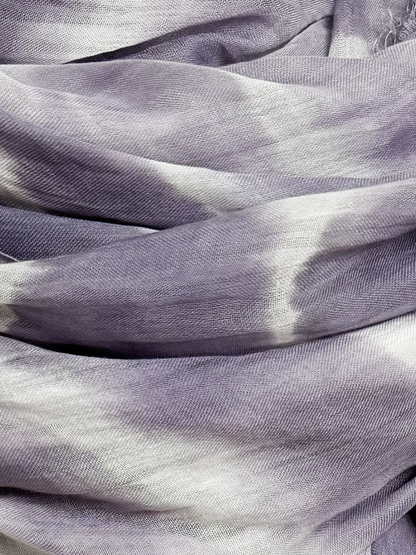 Leigh & Luca Design Dye Wavy Stripes Grey-Lilac Scarf