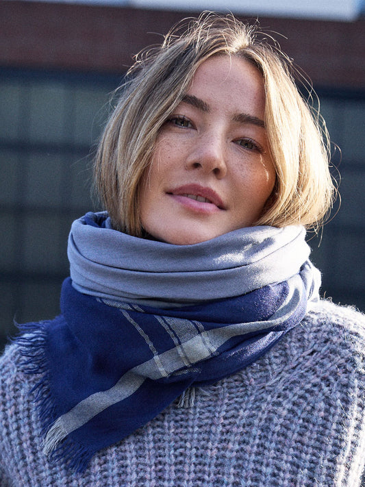 Leigh & Luca - Sky Blue & Navy - Lux Modal Scarf