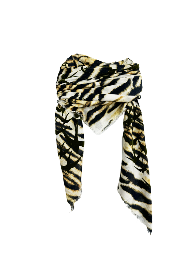 Leigh & Luca Freedom Tiger Silk Cotton Scarf