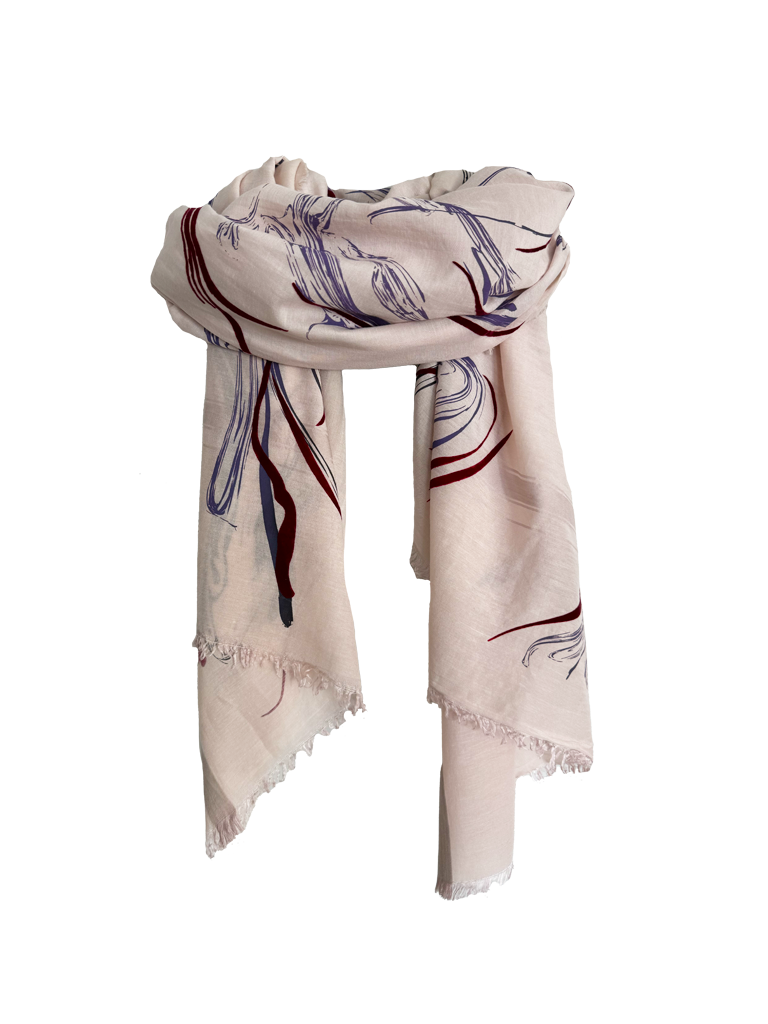 Leigh & Luca Marble Nude- Silk Cotton Scarf