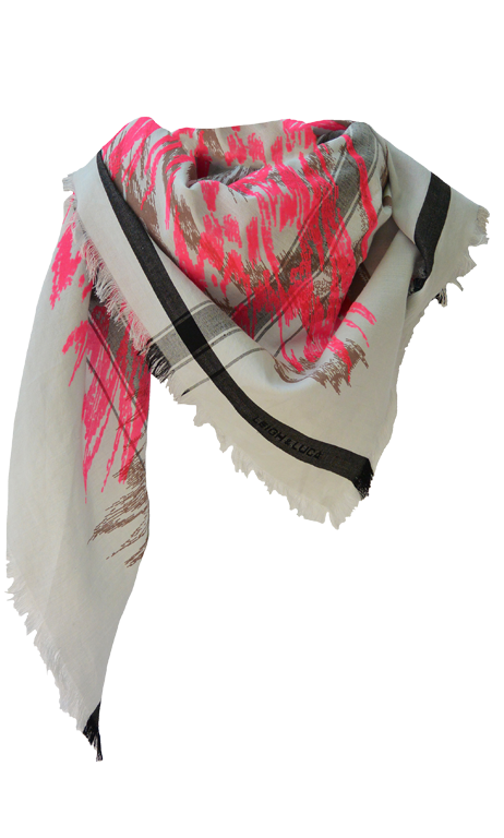 Abstract Ikat - Candy Pink - Fine Cotton Scarf Triangle
