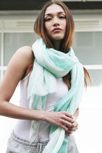 Load image into Gallery viewer, Feather Unconditional Aqua - Fine Cashmere Scarf