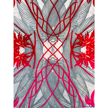 Load image into Gallery viewer, Red &amp; Pink Velvet Flock Splendid  - Fine Silk Cotton Scarf